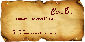 Csemer Borbála névjegykártya
